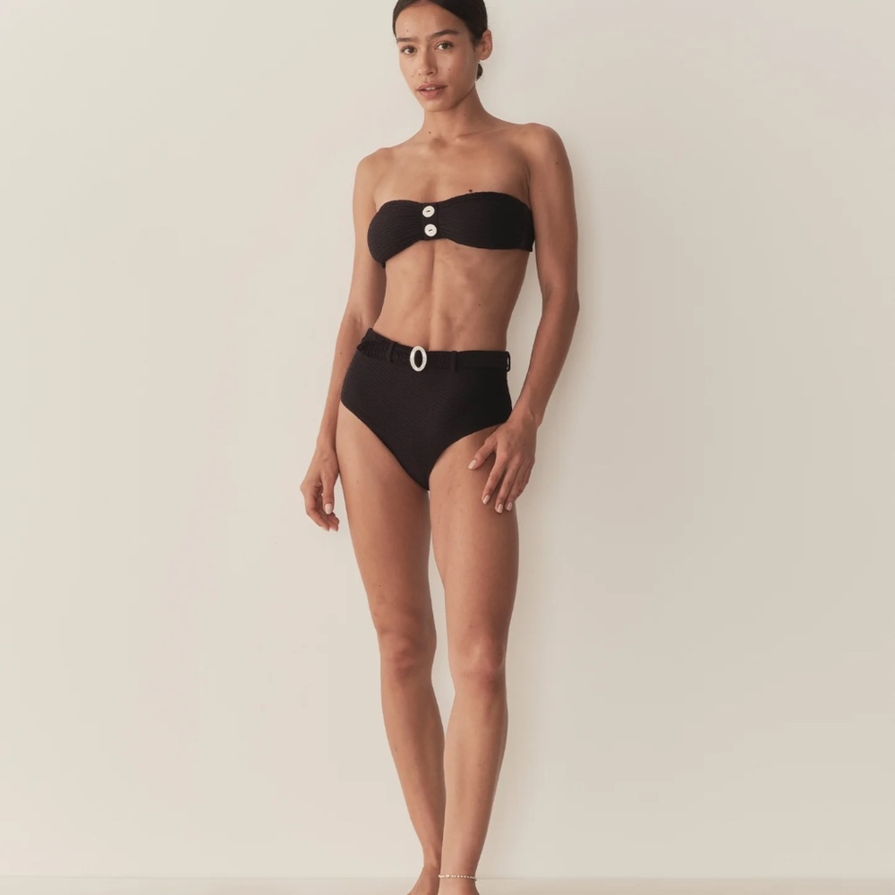 Doen Swim Evora Bikini Bottom in Brugnoli Nero Size XL NWT